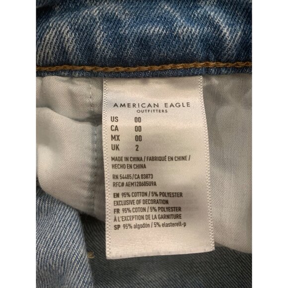American Eagle Womens High-Waisted Light‎ Wash Denim Shorts - Size 00 - Picture 5 of 7